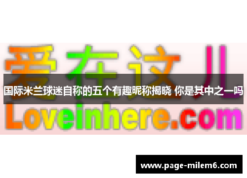 国际米兰球迷自称的五个有趣昵称揭晓 你是其中之一吗